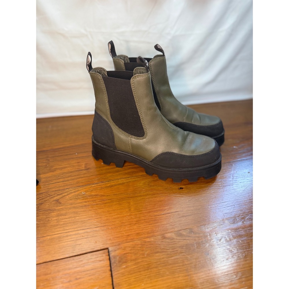 Cougar‎ Shani Waterproof Leather Chelsea Boots Olive Green Black Womens 9 EUR 40